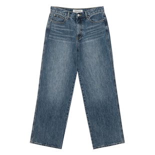 美特斯邦威牛仔裤女2025秋季新款美式潮流日系宽松喇叭直筒拖地裤