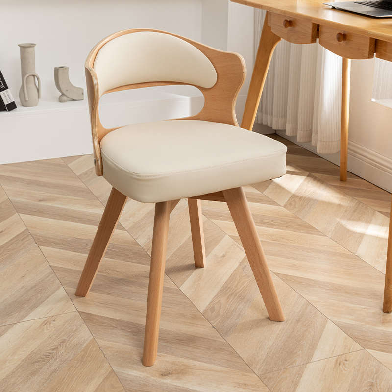 实木家用旋转电脑椅简约小型小巧写字椅靠背座椅子学生书桌椅餐椅