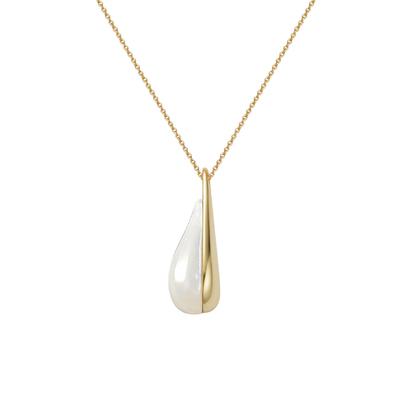 入川水滴白贝母项链天然吊坠