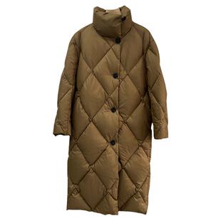 90三星白鸭绒立领轻柔保暖高充绒量牛角扣厚被子中长款羽绒服外套