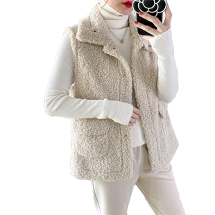 羊羔毛马甲女2025新款秋冬皮毛一体网红马夹短款百搭坎肩背心外套