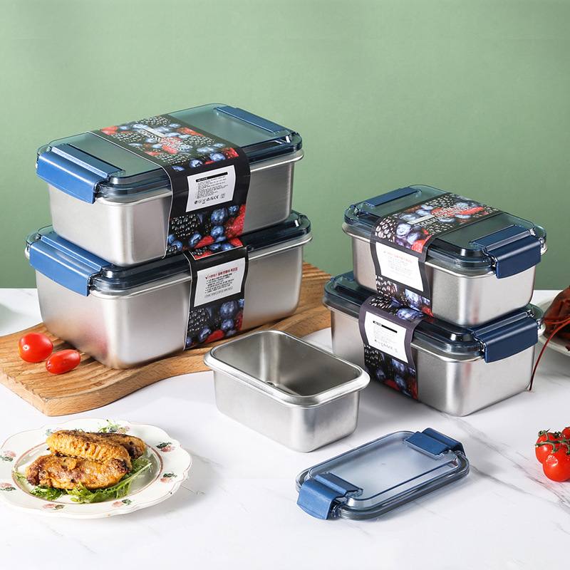 食品保鲜盒密封316不锈钢冰箱长方形盒水果密封收纳盒便当盒物储