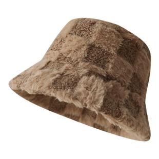 秋冬羊羔绒渔夫帽女生宽檐显脸小水桶帽子韩版加厚款防寒保暖盆帽
