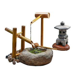 日式水景石钵鹿惊流水景观老石槽户外庭院枯山水水槽喷泉石缸造景