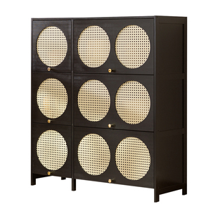 厨房餐边柜子储物柜家用靠墙客厅落地橱柜咖啡茶水柜置物柜中古风