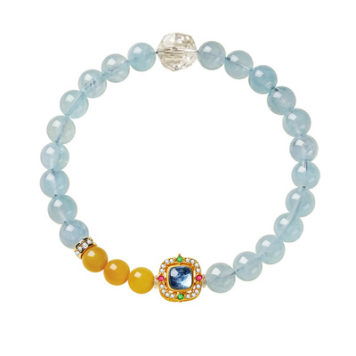 宫里上新正品天然海蓝宝水晶手串