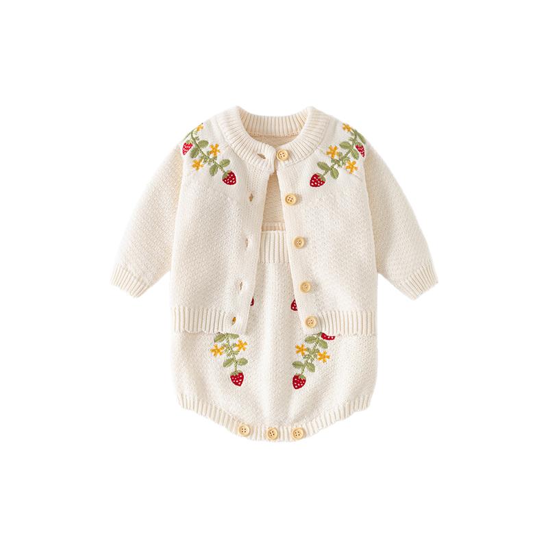 Banxidi婴儿衣服秋季婴幼儿针织毛衣连体衣洋气女宝宝包屁衣套装