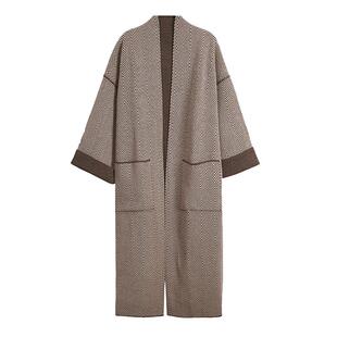 APCSHOP奢享新款 重磅开司米人字纹加密精织双面女士羊绒大衣外套