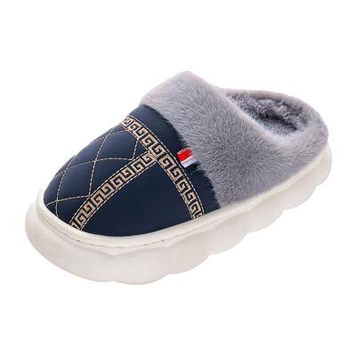 儿童棉拖鞋冬季卡通亲子保暖加绒加厚pu皮防水防滑男童全包跟棉鞋