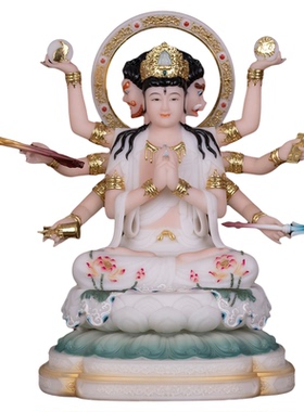 汉白玉斗姆元君北斗神像供奉摆件