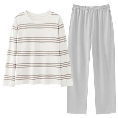 睡衣女春秋季长袖带胸垫秋冬纯棉