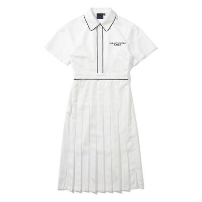 夏季聚酯松紧百褶连衣裙