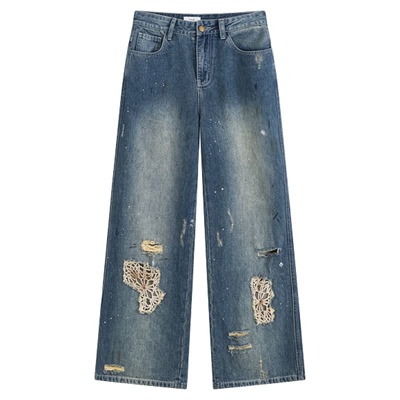 ICE DUST x LOOKNOW2026春夏新品手钩补丁裤