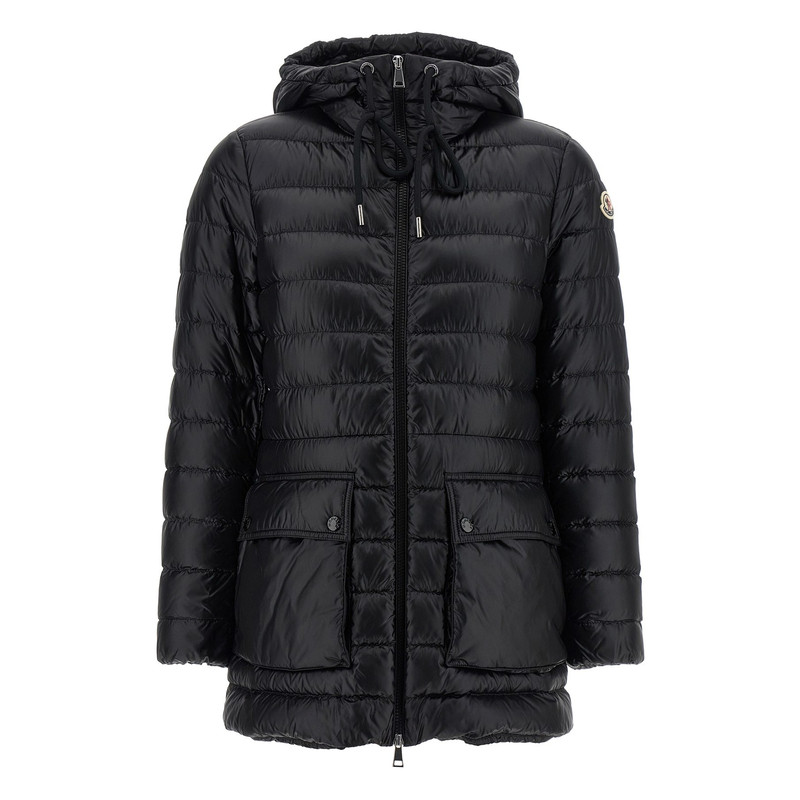 MONCLER 盟可睐女士jasmin 黑色连帽中长羽绒服 26早春意大利代购