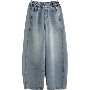 NNGZ设计师风女童牛仔裤2026春季新品儿童弯刀裤子童装宽松休闲裤