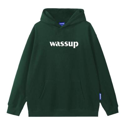 WASSUP重磅墨绿色男女连帽卫衣