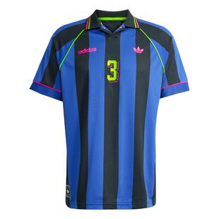 复古运动竖条纹撞色宽松翻领短袖球衣男夏季adidas阿迪达斯三叶草