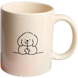 WOW!和好朋友见一面 原创简笔画陶瓷马克杯咖啡杯情侣水杯子礼物