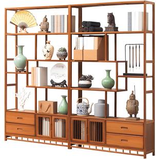 博古架新中式非实木茶叶展示柜茶室置物货架子多宝阁茶具客厅摆件