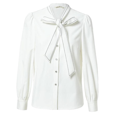 范可儿设计感系带领优雅通勤衬衫