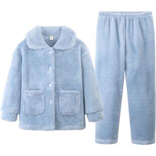 噜噜牛2022秋冬儿童睡衣女孩珊瑚绒加厚款中大童春秋季女童家居服