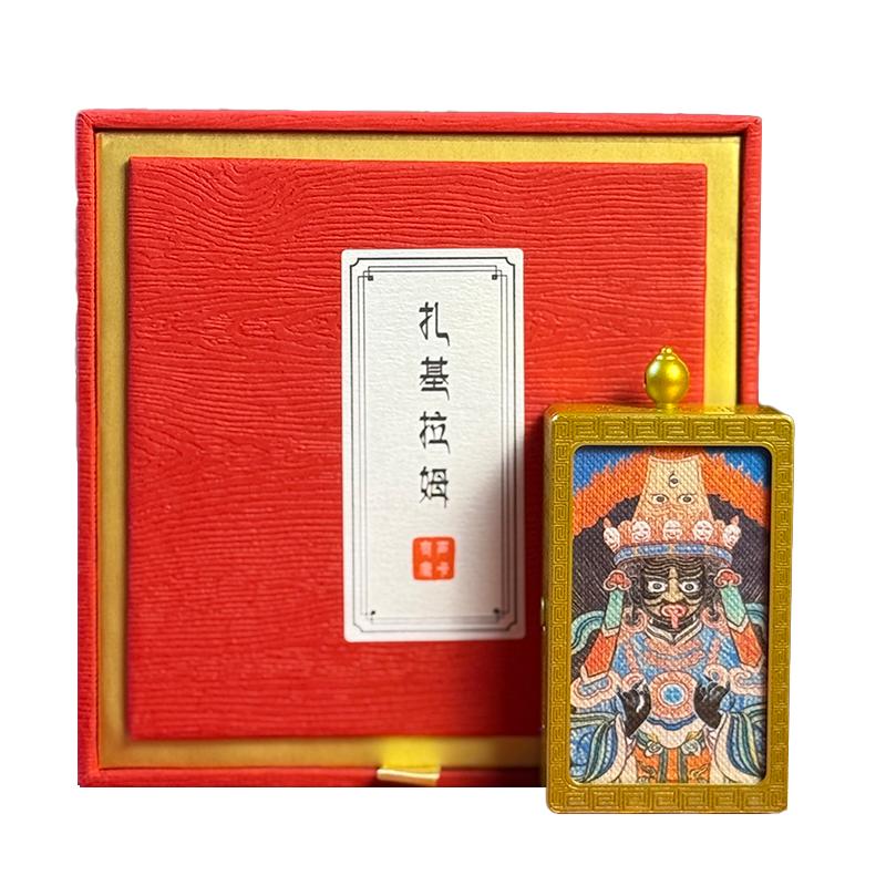 有声唐卡西藏手绘扎基拉姆黄黑财神大黑天本命佛绿度母唐卡吊坠
