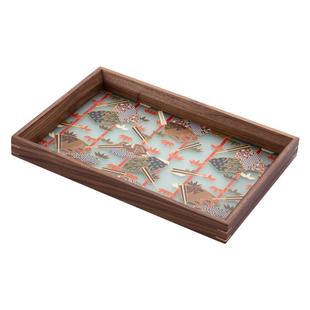 onlycook复古胡桃木玻璃托盘下午茶咖啡杯碟盘子果盘中式实木摆盘