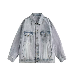 港风复古开衫小个子牛仔外套女春秋季经典百搭宽松休闲夹克上衣潮