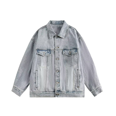 港风复古开衫小个子牛仔外套女