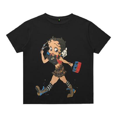 潮复古贝蒂小姐oo印花衣服半袖