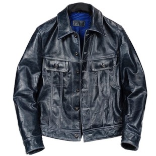 反季大促！101风暴骑士牛仔非蜡染马皮显高显瘦真皮衣男皮夹克