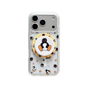 简约可爱pingu企鹅磁吸支架适用苹果17promax手机壳iphone16新款15磨砂肤感17pro防摔16pro保护套14网红女款