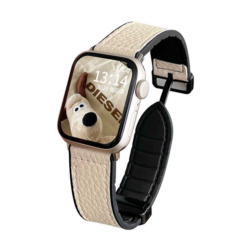 适用iwatch10/9表带秋冬applewatch8/7手表带新款真皮苹果手表iwatchse硅胶皮质腕带s10十s9创意s8磁吸s7女款