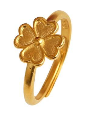 越南沙金花开富贵戒指精致可调节活口仿金指环手饰品小花朵女戒