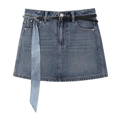 REVAN芮范设计师款经典水洗蓝牛仔半裙RM91502056