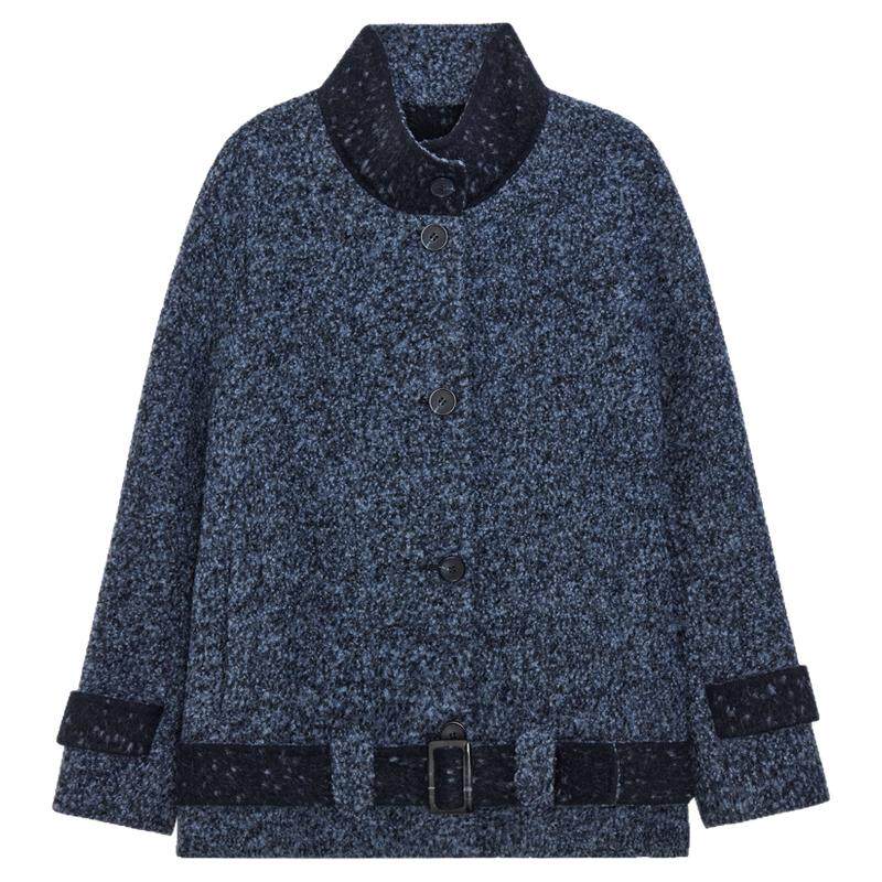 MOORING泊毛呢外套女短款大衣2025新款入冬高级感绵羊毛上衣加厚