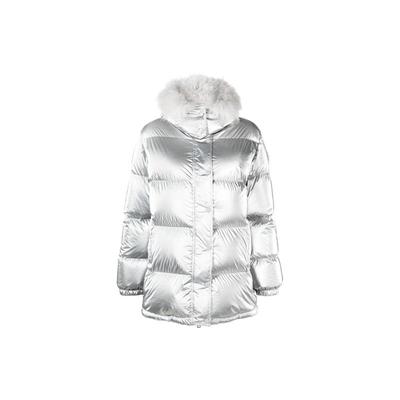 Moncler FW22 纯色亮面长袖羽绒服 女款 银白色