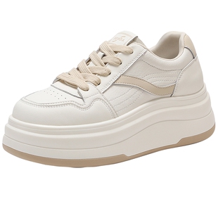 森达厚底增高小白鞋女26年春季新款巨好看简约百搭面包鞋休闲板鞋