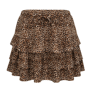 Go Girl Go 自制欧美风豹纹蛋糕裙高腰a字半身裙女夏短裙防走光