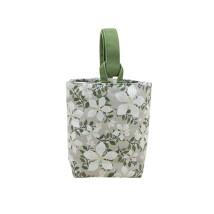 北欧田园ins风小碎花手提水桶帆布袋小清新便携少女布艺手腕包包