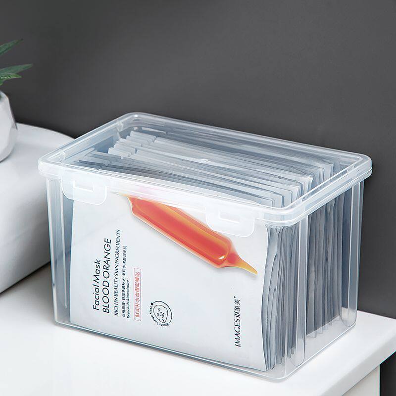 透明带盖收纳盒浴室化妆品卫生巾桌面杂物防水储物箱