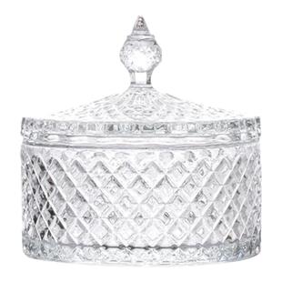 皇冠浮雕创意玻璃罐水晶复古咖啡玻璃糖果罐盅带盖首饰棉签储物罐