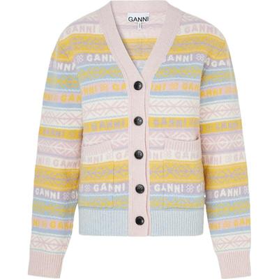 【折扣】GANNI 秋冬女士嵌花针织花色开襟衫