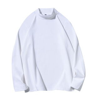 半高领双面德绒打底衫男款磨毛长袖加绒加厚保暖男装270G重磅t恤