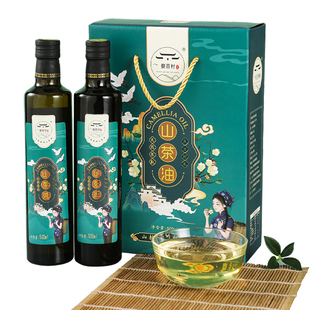 江西山茶油物理冷榨特产礼盒装纯正食用油500mlX2
