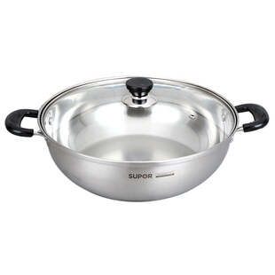 苏泊尔304不锈钢复底多用汤火锅盆30CM煮锅ST30B5涮锅电磁炉通用