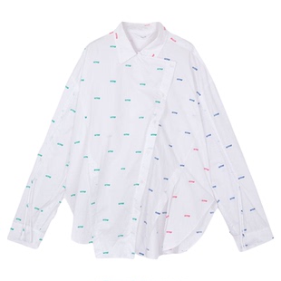 pushBUTTON春夏Logo满印斜襟女士长袖衬衫银泰百货 301604