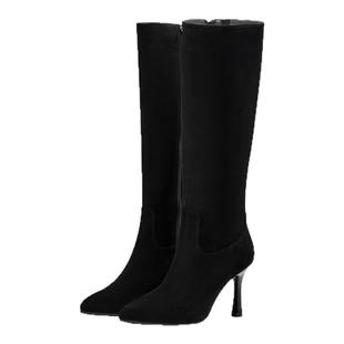 KISSCAT接吻猫秋冬季真皮长筒时装靴女高跟骑士靴女士细跟长靴子