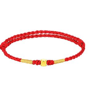 梦金园小方糖黄金手链几何转运珠硬金碎金子手绳足金手饰节日送礼