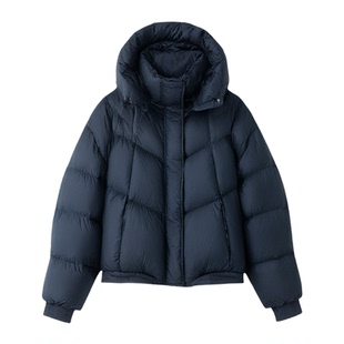 明摩冬季超轻泡芙羽绒服女牛仔拼接短款小个子25新款白鸭绒面包服